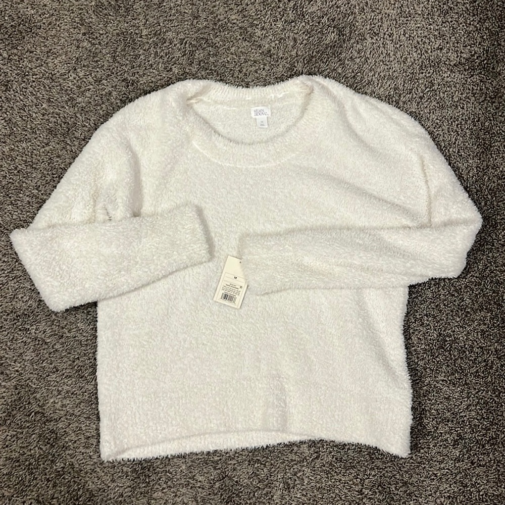 White Target women’s cozy feather yarn top - Stars Above